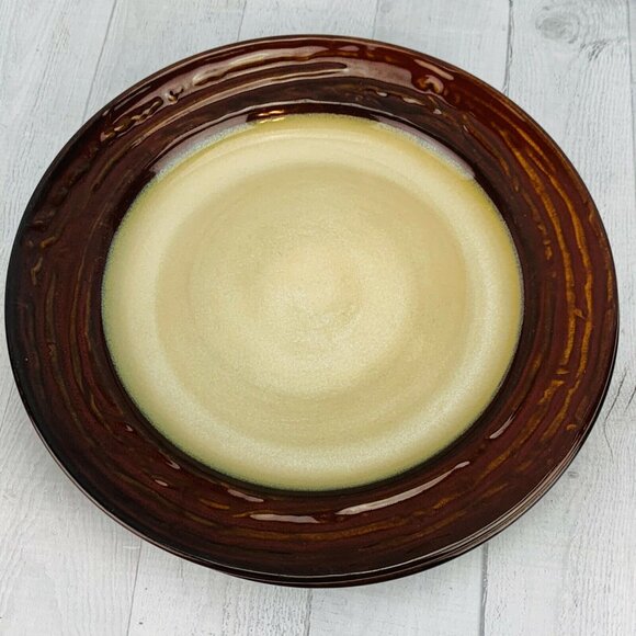 Linden Street WILLOW LANE RUST Embossed Rim Round Stoneware Dinner Plates Set 4 - Picture 6 of 11